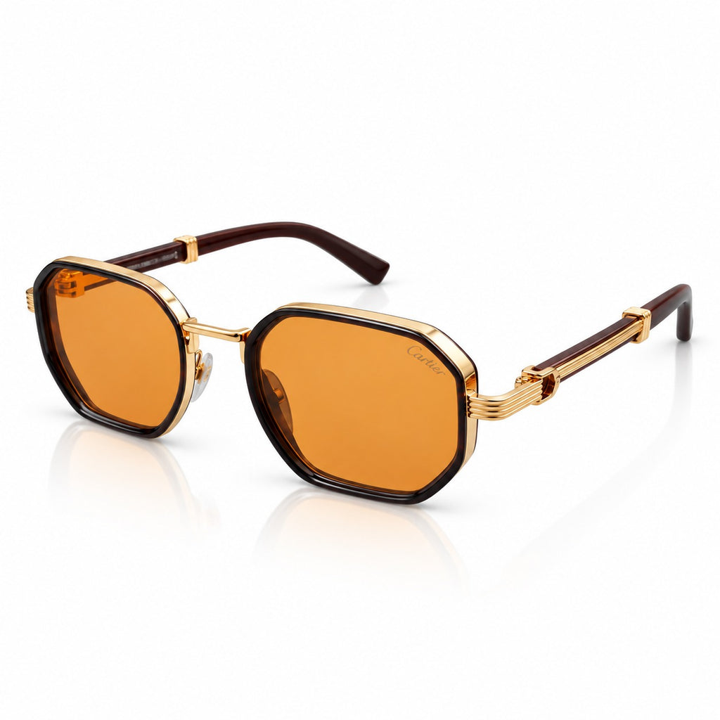 CR - TRENDY - OCTAGONAL - WOOD GOLDEN - BROWN - METAL - PREMIUM