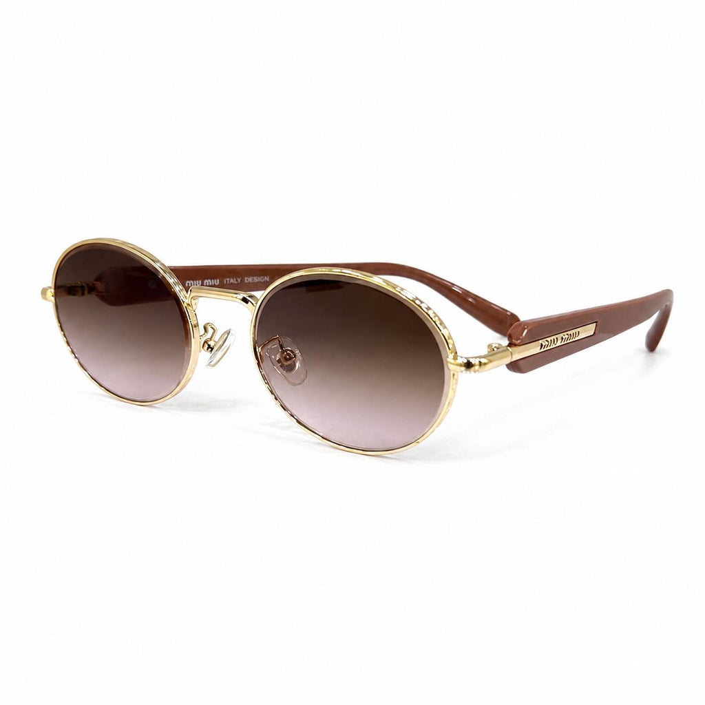 MIU MIU 5G148 - SHADES - LADIES - OVAL - TRENDY - GOLDEN - TEA PINK - DESIGNER - PREMIUM