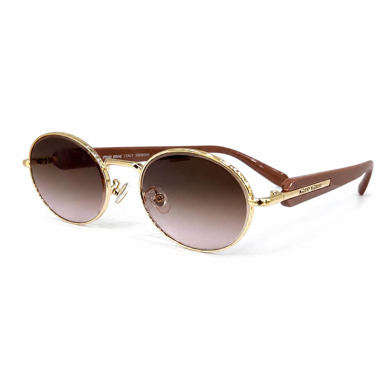 MIU MIU 5G148 - SHADES - LADIES - OVAL - TRENDY - GOLDEN - TEA PINK - DESIGNER - PREMIUM