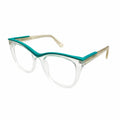 LUXURIOUS 82089 - OVERSIZE - CATEYE SQUARE - TRANSPARENT + SEA GREEN - METAL CORE INSERTED - WOMEN