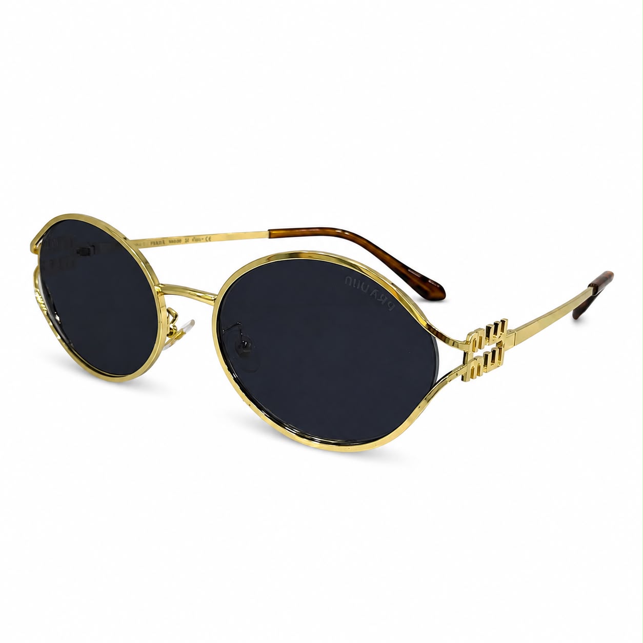 MIU MIU 8033 - OVAL - GOLDEN - BLACK - BRAND TEMPLE - TORTOISE TIPS - TRENDY - LADIES - PREMIUM
