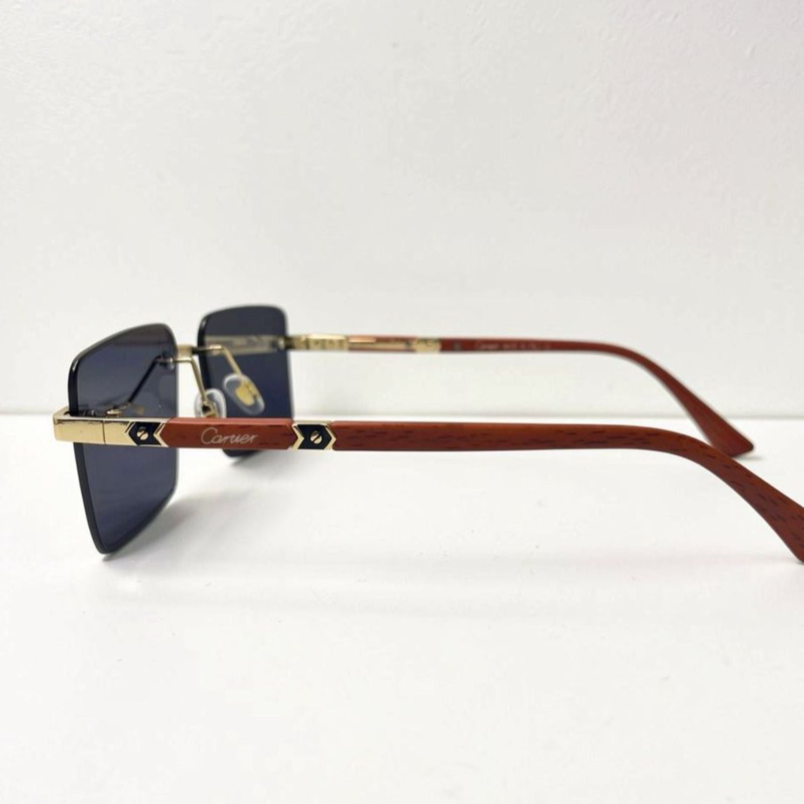 CR 3164 - SUNGLASS - RIMLESS - GOLDEN -BLACK - WOOD - PREMIUM