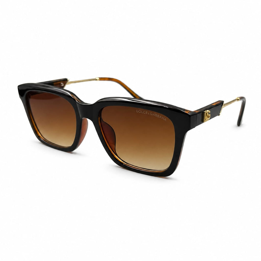 D&G 40116 - SHADES - DIFT SQUARE - BLACK BROWN - BROWN DOUBLE SHADED - LOGO EMBOSED - PREMIUM