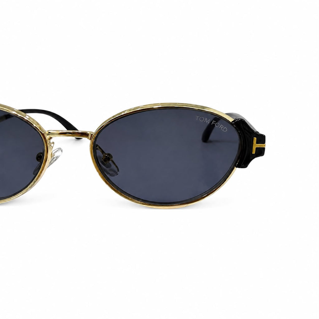 TF 9812 - SHADES - OVAL CATEYE - TRENDY - GOLDEN BLACK - PREMIUM - WOMEN