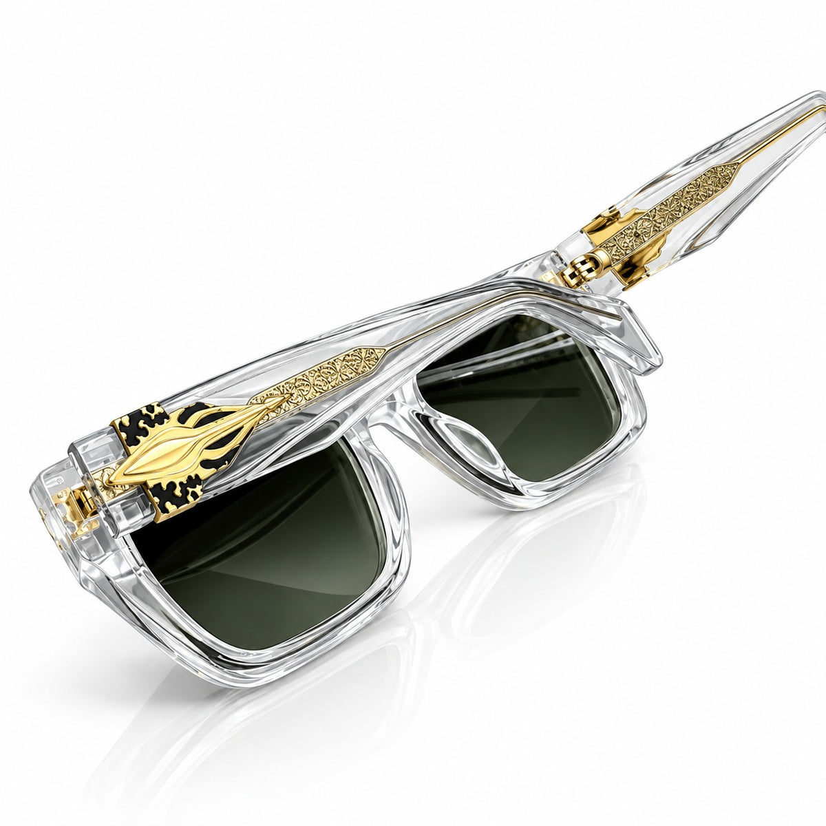 CK - BOLD - MATTE WHITE + LOWER CRYSTAL TRANSPARENT - GREEN GRADIENT - SQUARE