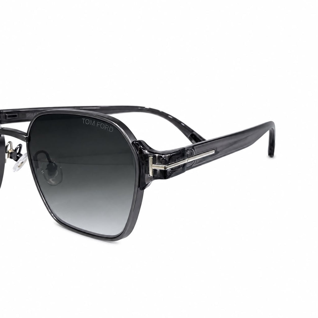 TF 9813 - SUNGLASS - GUN METALLIC - GREY - GRADIENT - GEOMETRIC SQUARE - PREMIUM - UNISEX