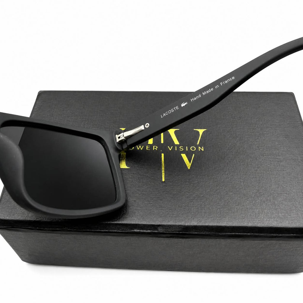 LACOSTE 897 - SPORTY SQUARE - MATTE BLACK - GREY - POLARISED - PREMIUM - MEN