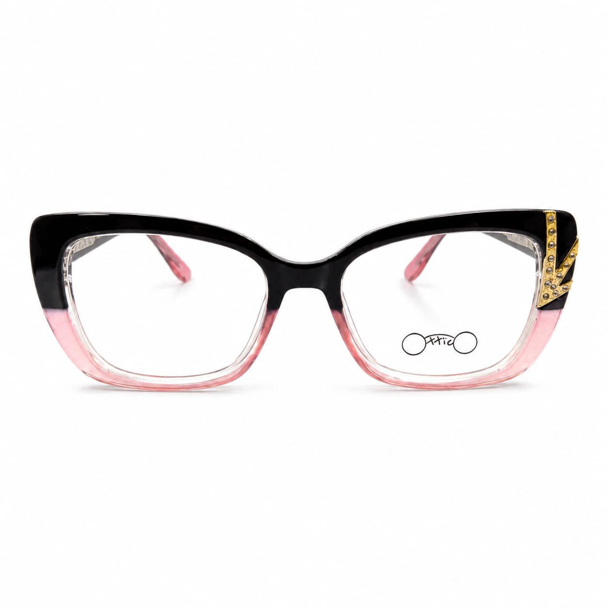 DESIGNER 82098 - CATEYE - BLACK - PINK TRANSPARENT - STRECHABLE - PREMIUM - QUALITY