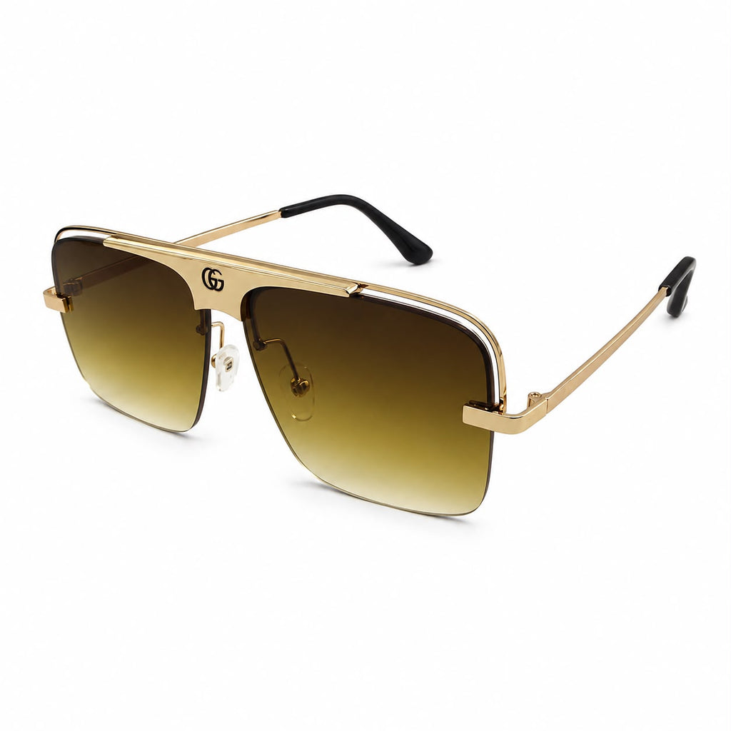GC - SUNGLASS - RIMLESS - NAVIGATOR - SQUARE - GOLDEN - BROWN GRADIENT - PREMIUM