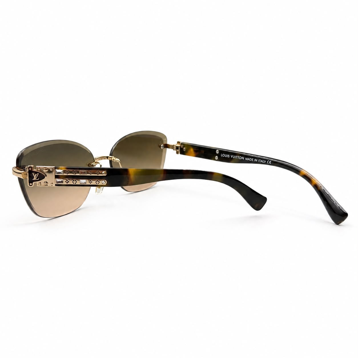 LV 86031 - LUXURIOUS - RIMLESS - CATEYE - TORTOISE BRANDING TEMPLES - PREMIUM - WOMEN