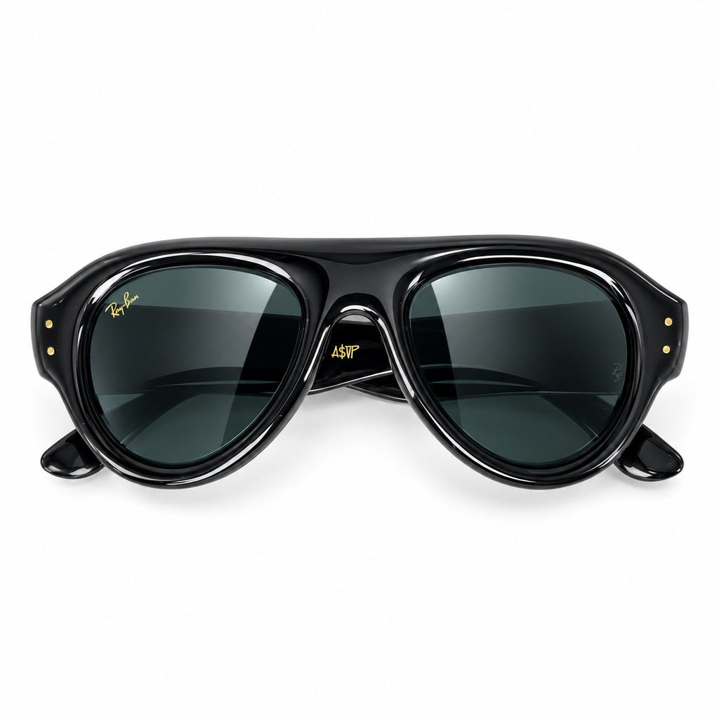 RAYBAN X AWGE 4925 - PUFFER - AVIATOR - BOLD - BLACK - GLASS LENSE - ACETATE - HIGH QUALITY