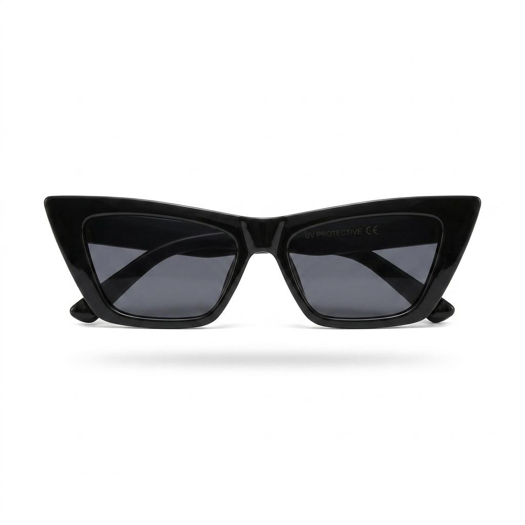 SUNGLASS 205029 - LADIES - POINTED CATEYE - POLARISED - BLACK - SMALL