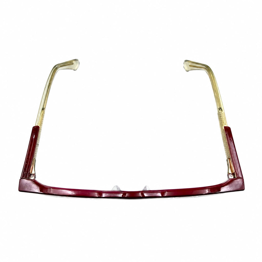 LUXURIOUS 82089 - OVERSIZE - CATEYE SQUARE - RUBY RED + TRANSPARENT - SPRING HINGES - PREMIUM - WOMEN
