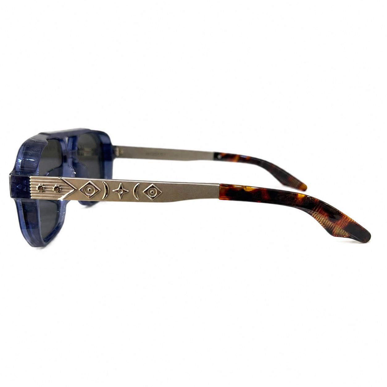 MOSCOT 98320 - SUNGLASS - CRYSTAL NAVY BLUE - DOUBLE BRIDGE - NAVIGATOR SQUARE - SILVER - TORTOISE - PREMIUM