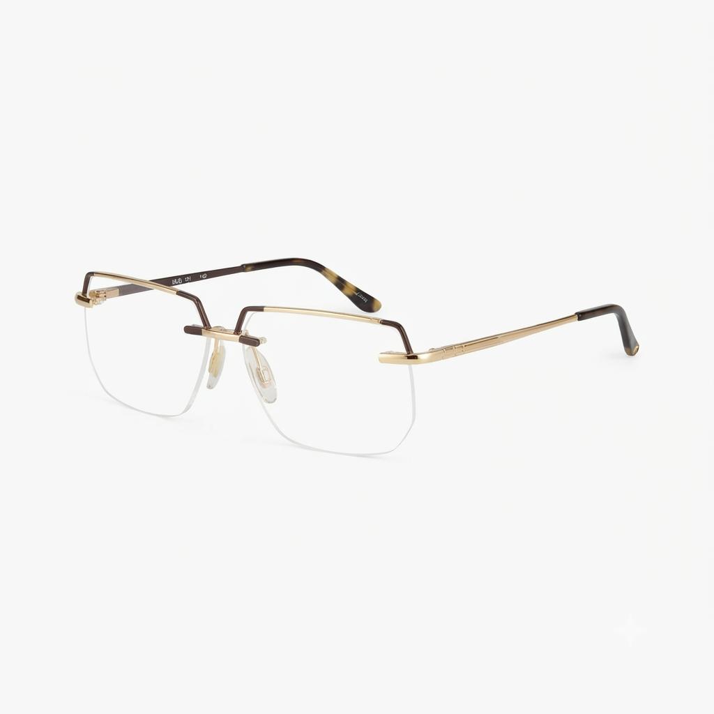 CAZAL 6221 - RIMLESS - GEOMETRIC SQUARE - GOLDEN BROWN - EXECUTIVE - MEN