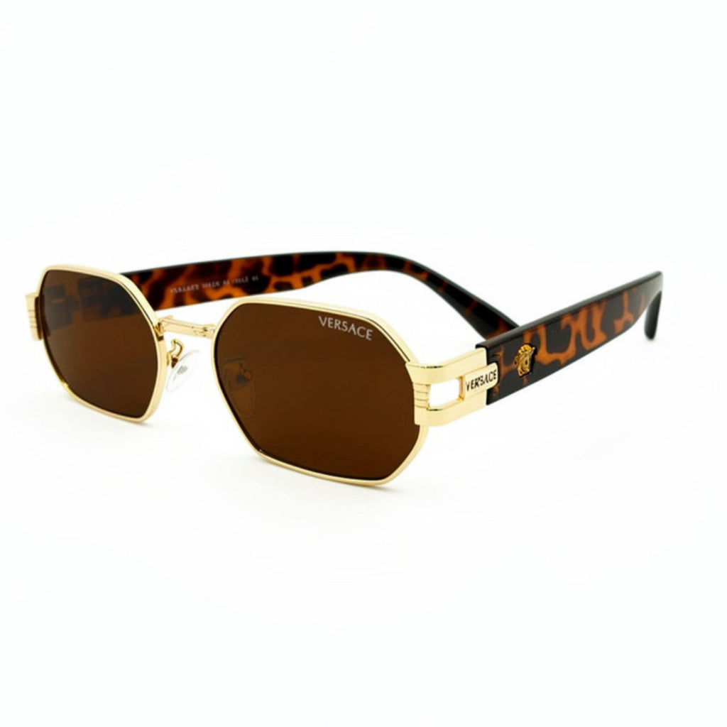 VE672 - SHADES - GOLDEN - PRINT - BROWN - TRENDY - RECTANGULAR CUT - PREMIUM