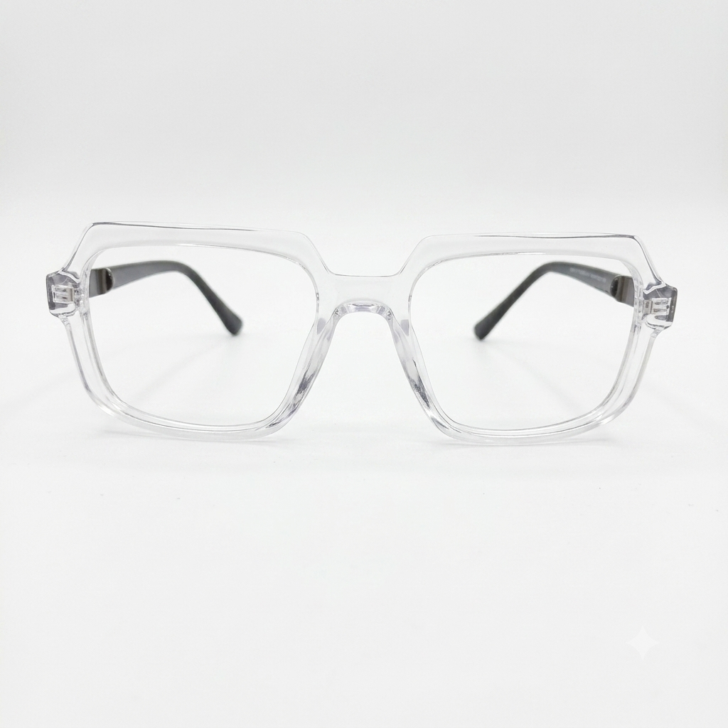 TR 251137 - EYEGLASS - MEN - GEOMETRIC SQUARE - ANGULAR EDGES - TRANSPARENT - OVERSIZE