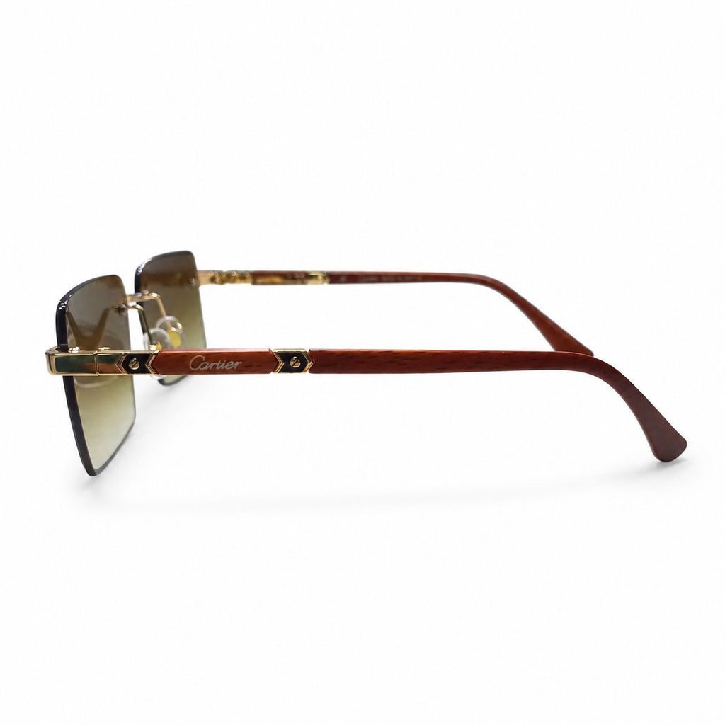 CR 3164 - SUNGLASS - RIMLESS - GOLDEN - WOOD - PREMIUM