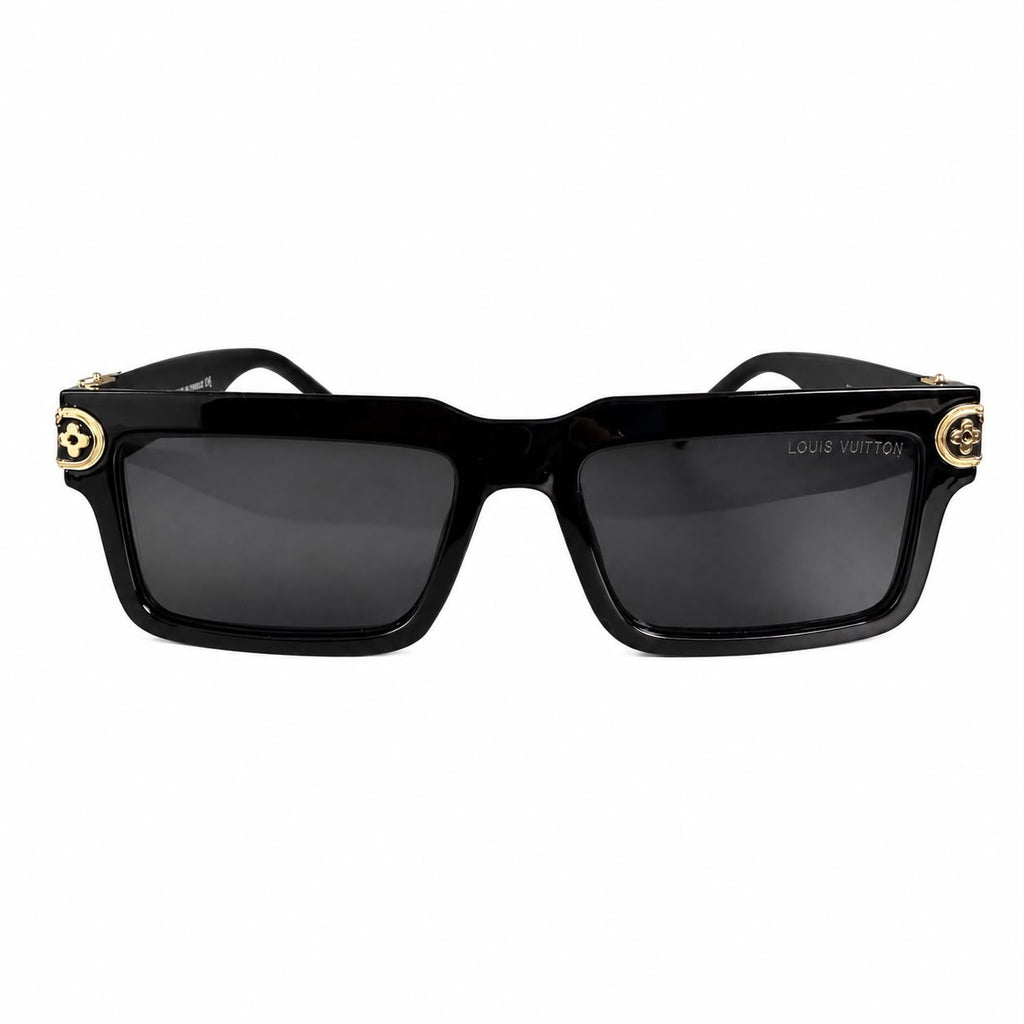 LV 1403 - BOLD - RECTANGULAR - BLACK - BRANDED GOLD TEMPLES - PREMIUM