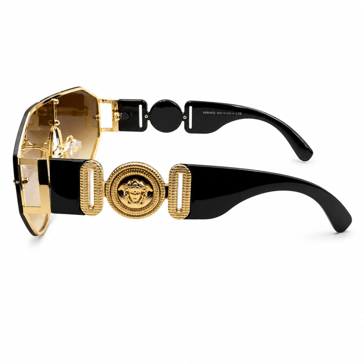 VERSACE - OVERSIZE - GEOMETRIC - SHEILD - GOLDEN - BLACK - BROWN GRADIENT - PREMIUM