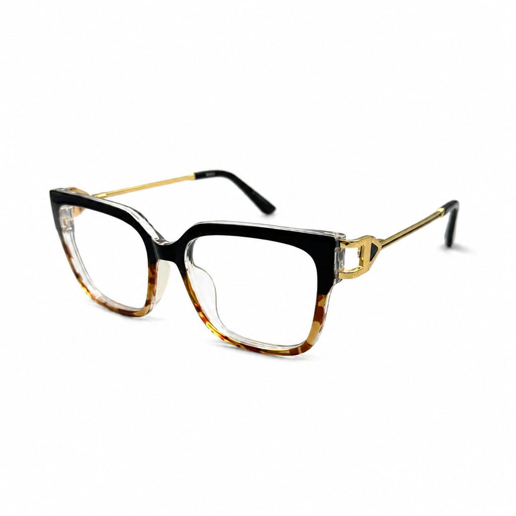 GORGEOUS 82113 - OVERSIZE - SOFT SQUARE - BLACK + TORTOISE -  METAL FANCY TEMPLES - SPRING HINGES - PREMIUM - QUALITY