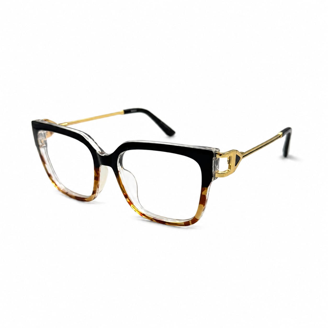 GORGEOUS 82113 - OVERSIZE - SOFT SQUARE - BLACK + TORTOISE -  METAL FANCY TEMPLES - SPRING HINGES - PREMIUM - QUALITY