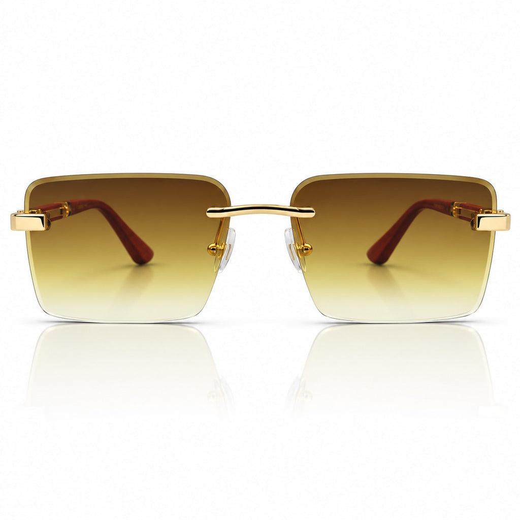 CR 3164 - SUNGLASS - RIMLESS - GOLDEN - WOOD - PREMIUM