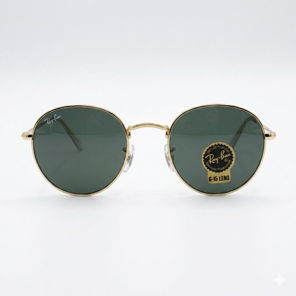 RB 3772 - SUNGLASS - ROUND - METALLIC - GOLDEN - DIAMOND HART GLASS - QUALITY MATTERS