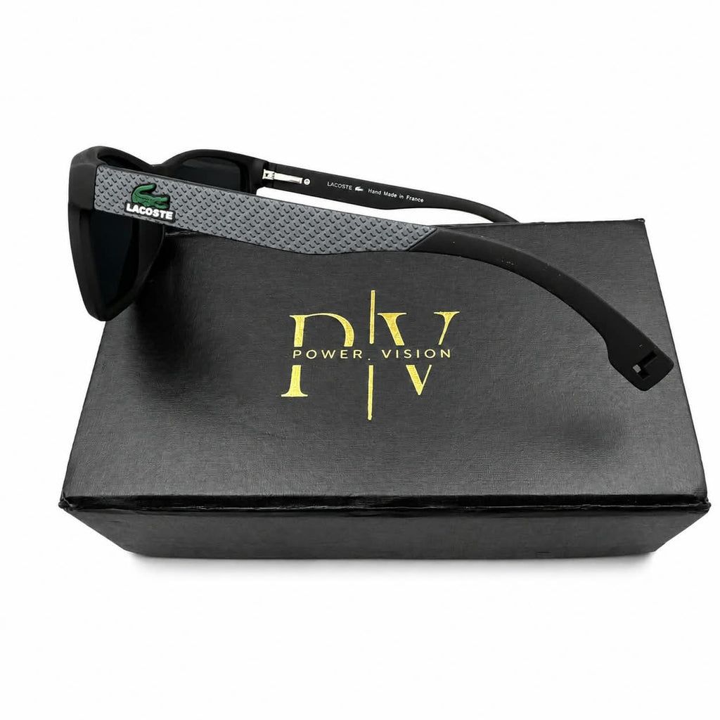 LACOSTE 897 - SPORTY SQUARE - MATTE BLACK - GREY - POLARISED - PREMIUM - MEN