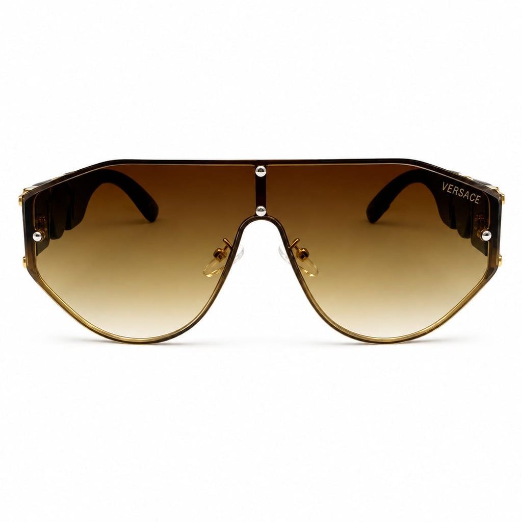 VERSACE - OVERSIZE - GEOMETRIC - SHEILD - GOLDEN - BLACK - BROWN GRADIENT - PREMIUM