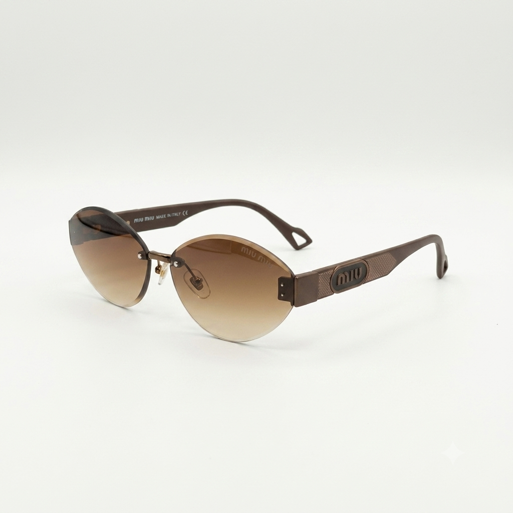 MIU MIU - SHADES - LADIES - CATEYE - RIMLESS - BROWN SHADES - PREMIUM