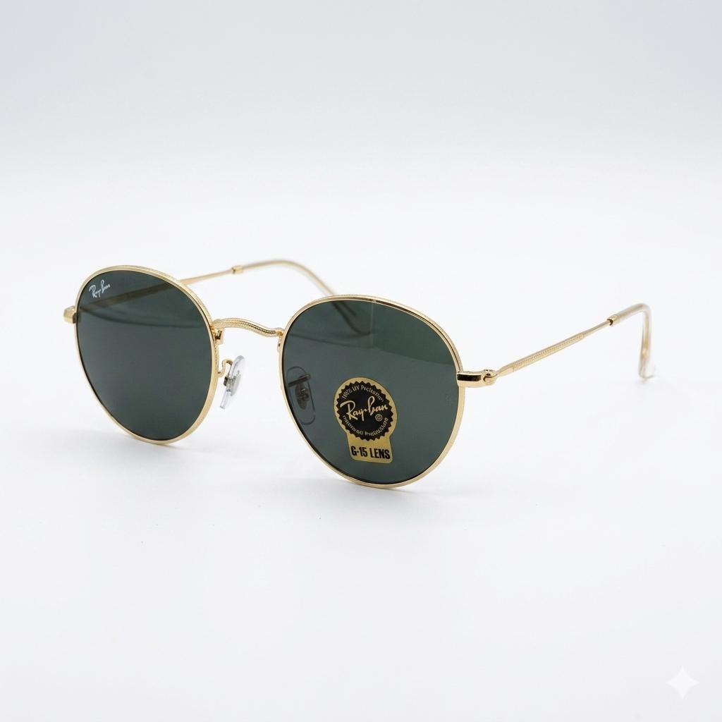 RB 3772 - SUNGLASS - ROUND - METALLIC - GOLDEN - DIAMOND HART GLASS - QUALITY MATTERS