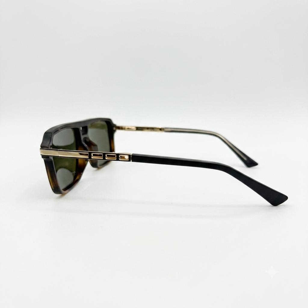 PR 98203 - SUNGLASS - MATTE BLACK TORTOISE - DOUBLE BRIDGE - NAVIGATOR SQUARE - FLEXIBLE SIDES - PREMIUM
