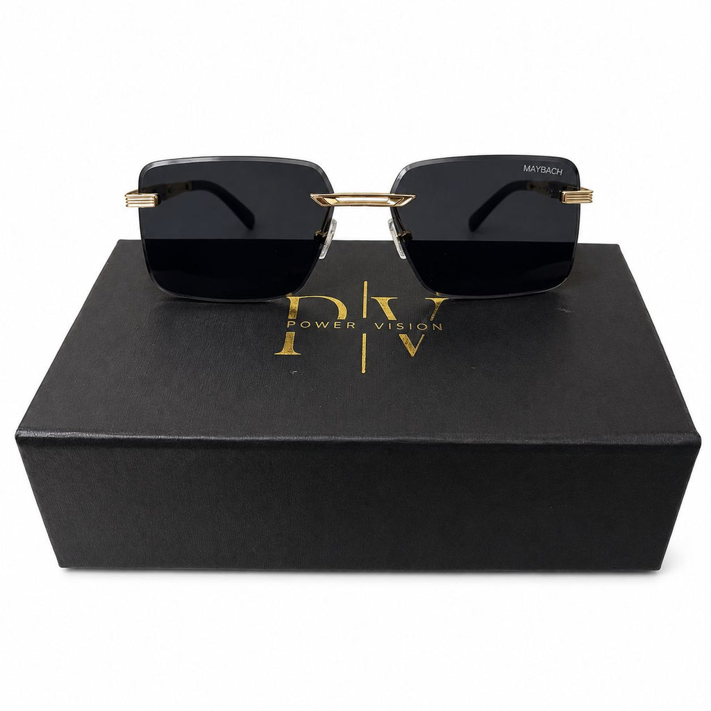 Z55 - SUNGLASS - RIMLESS - GOLDEN - BLACK - UV - DESIGNER - UNISEX