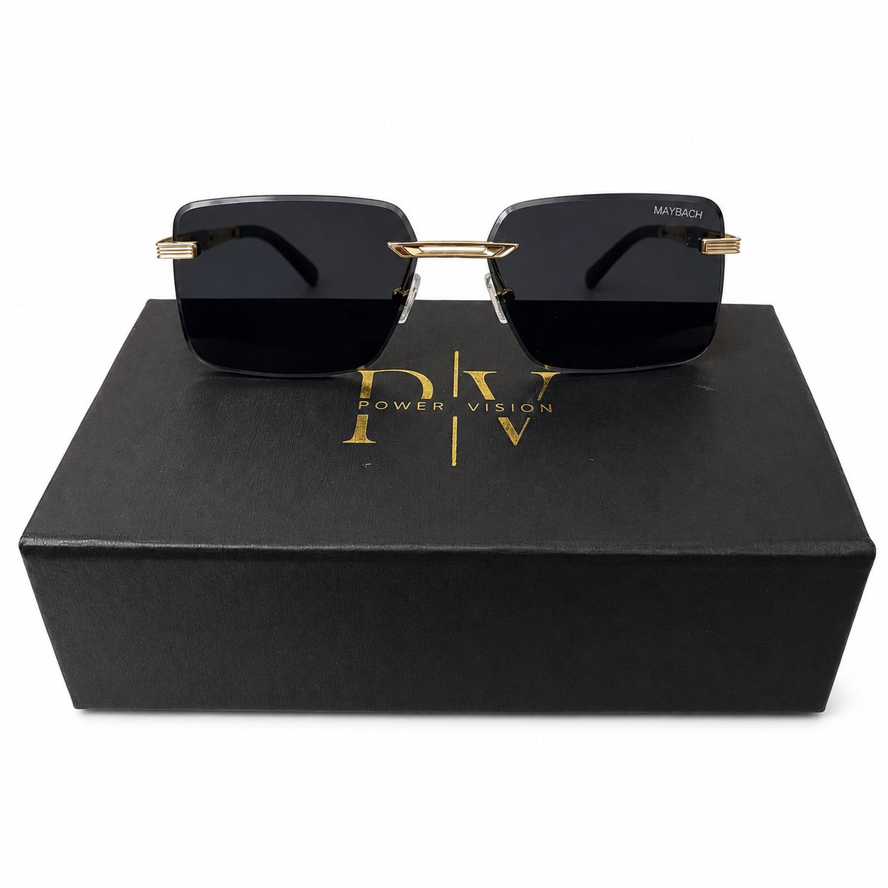 Z55 - SUNGLASS - RIMLESS - GOLDEN - BLACK - UV - DESIGNER - UNISEX