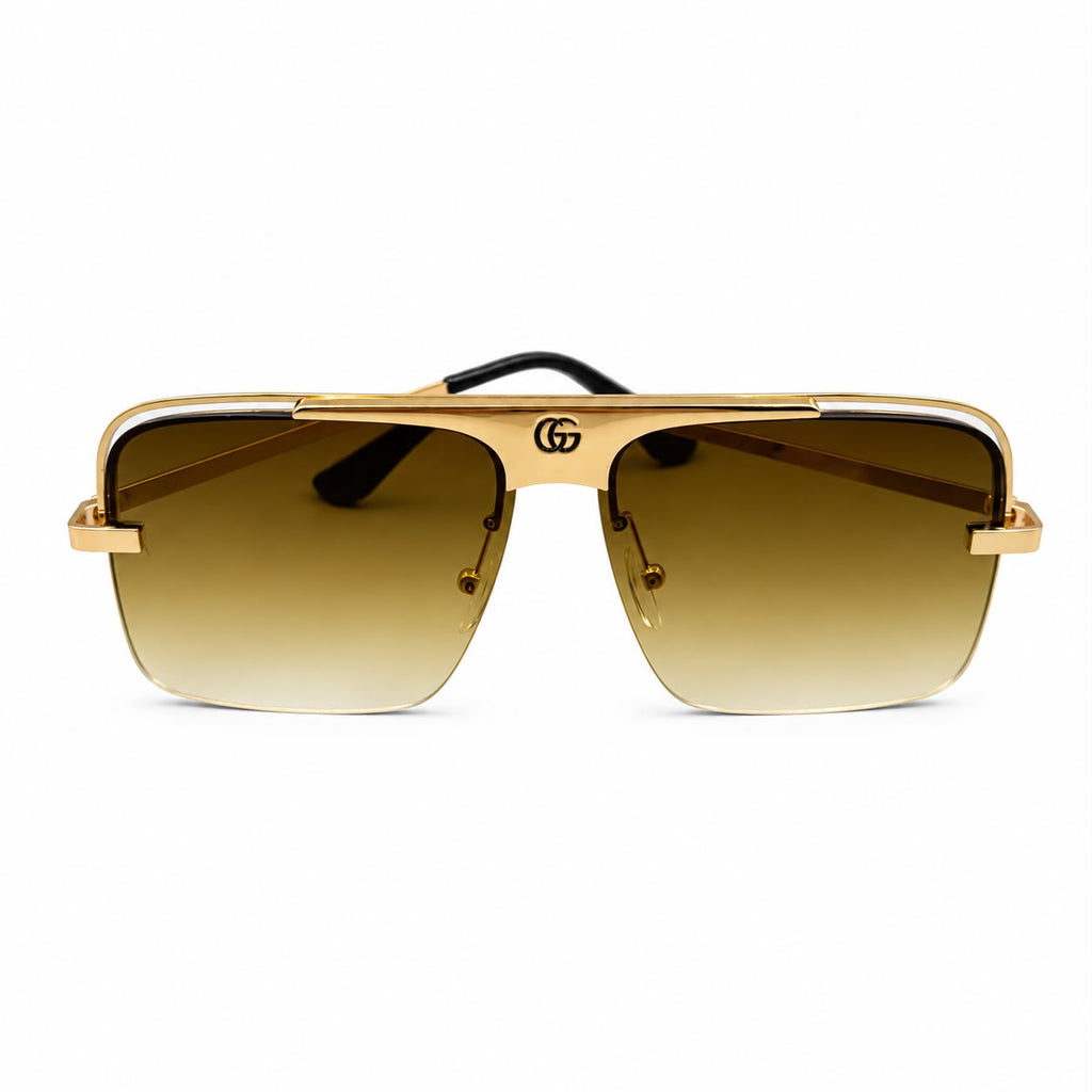 GC - SUNGLASS - RIMLESS - NAVIGATOR - SQUARE - GOLDEN - BROWN GRADIENT - PREMIUM