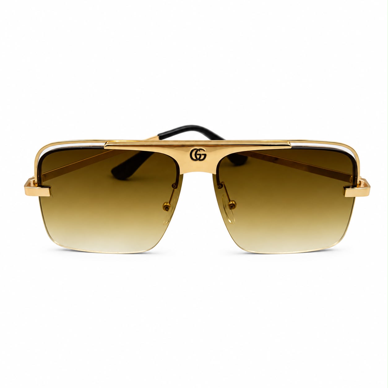 GC - SUNGLASS - RIMLESS - NAVIGATOR - SQUARE - GOLDEN - BROWN GRADIENT - PREMIUM