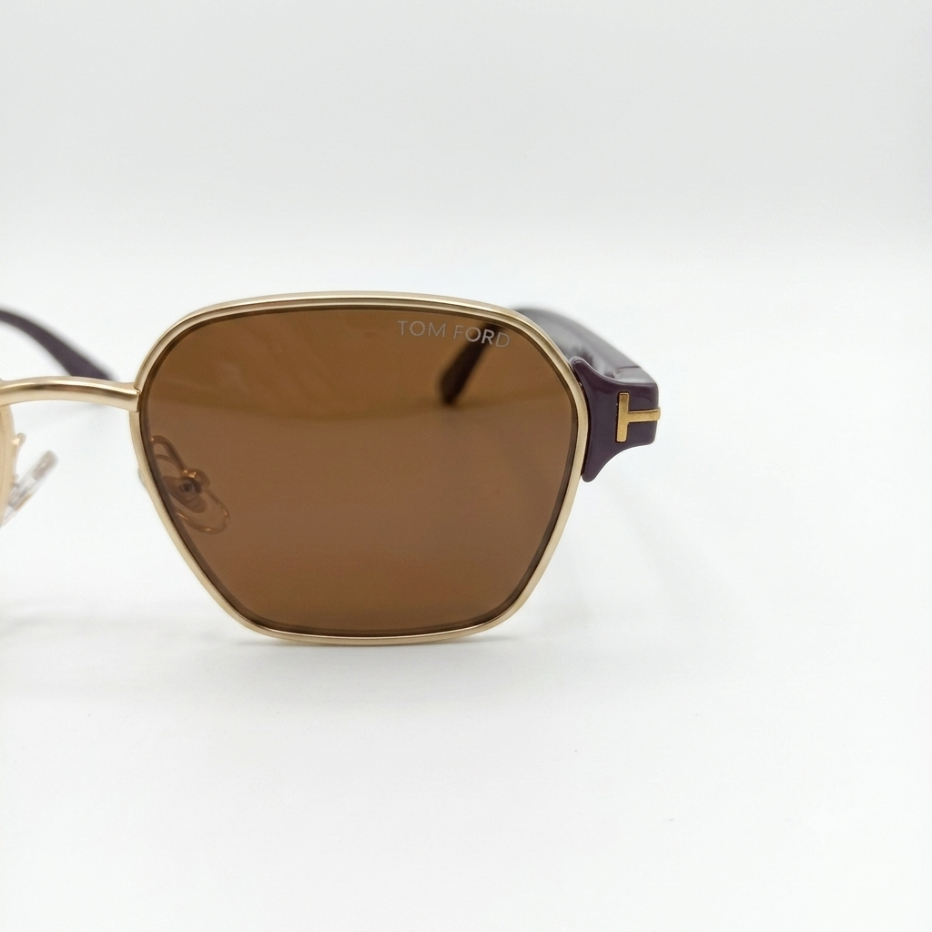 TF 9813 - SUNGLASS - GEOMETRIC SQUARE - MATTE GOLD - BROWN - PREMIUM - UNISEX
