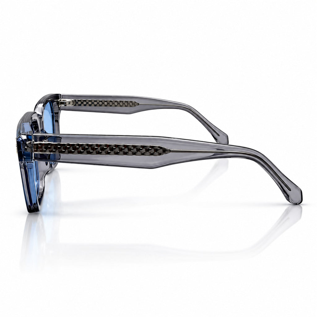 MOSCOT 2349 - ACETATE - ANGULAR SQUARE - GREY TRANSPARENT - BLUE TINT - QUALITY