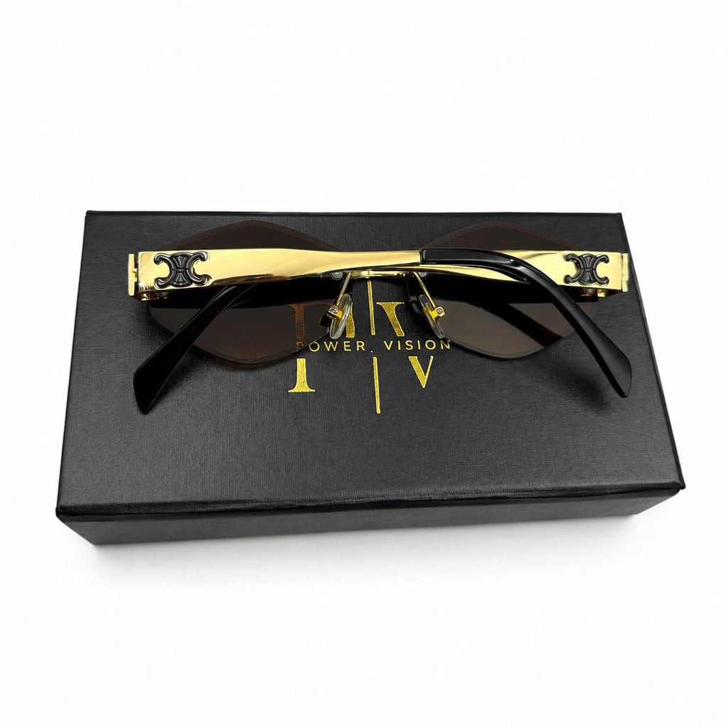 CELINE 4078 - HEXAGONAL - GOLDEN - BROWN DOUBLE SHADE - TRENDY - PREMIUM - QUALITY - WOMEN