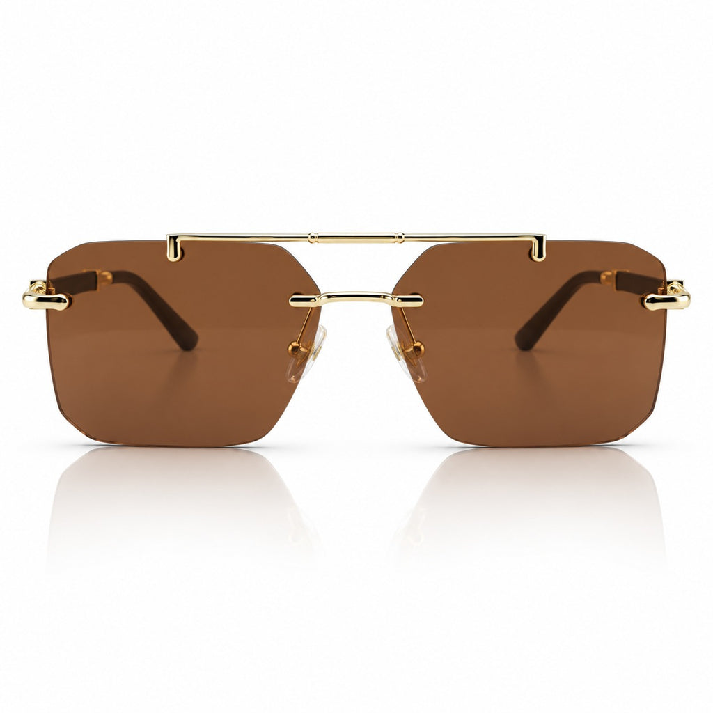 LV 3152 - SUNGLASS - RIMLESS - DOUBLE BEAM - GOLDEN - BROWN - DESIGNER - GENTLEMEN