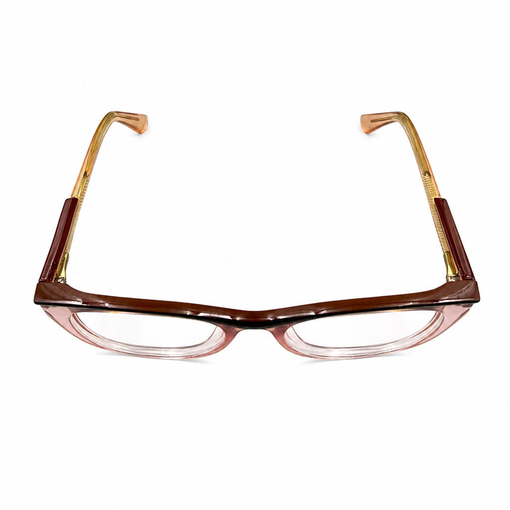 LUXURIOUS 82089 - OVERSIZE - CATEYE SQUARE - PINK TRANSPARENT + MAROON - SPRING HINGES - QUALITY