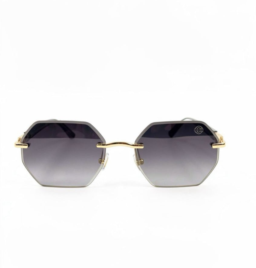 EYEHOOD 50112 - SUNGLASS - RIMLESS - HEXAGON - BLACK GOLDEN - WOMEN