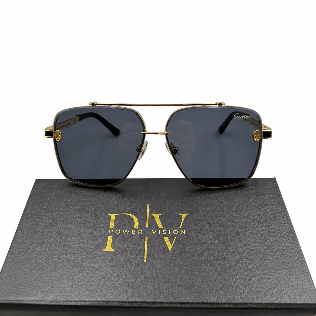 CR 8220 - CLASSY - DOUBLE BRIDGE - GOLDEN BLACK - BRANDING TEMPLES - DURABLE HINGES - MEN - PREMIUM