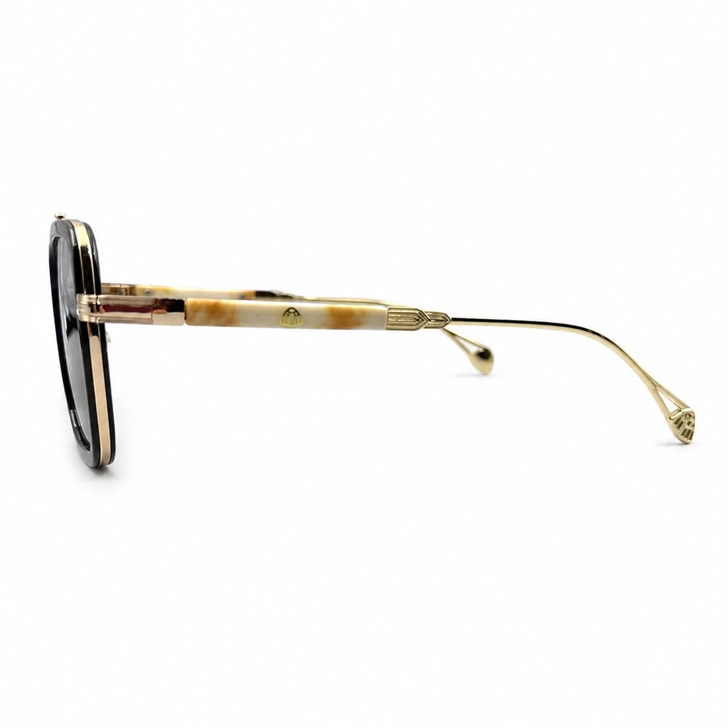 MAYBACH 2233 - SUNGLASS - DOUBLE BRIDGE - BLACK - GOLDEN - IVORY BRAND SIDES - PREMIUM