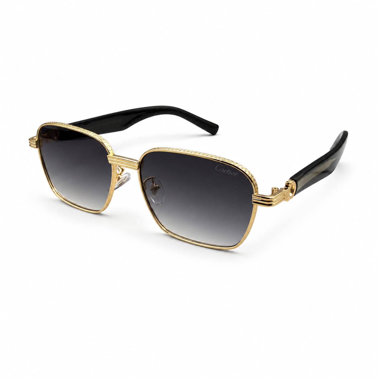 CR 2734 - SUNGLASS - SOFT SQUARE - GOLDEN - BLACK - GREY GRADIENT - DESIGNER - PREMIUM - UNISEX