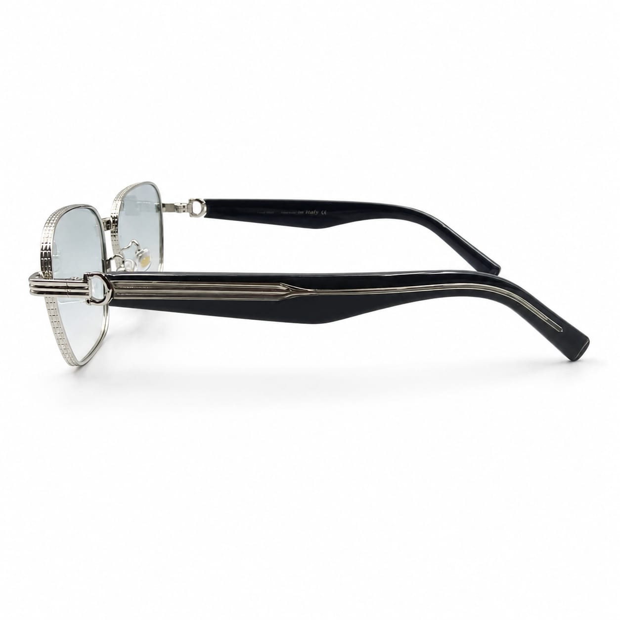 CR 2734 - SUNGLASS - SOFT SQUARE - SILVER - GREY SIDES - ICE BLUE - PREMIUM - UNISEX