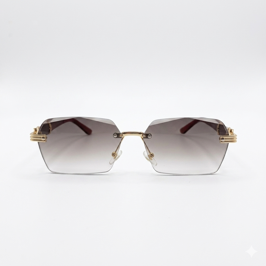 CR 0001 - SUNGLASS - RIMLESS - DOUBLE SHADED - CUT SQUARE - WOOD