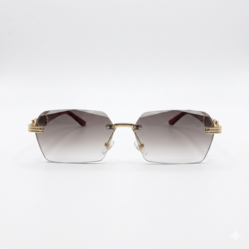 CR 0001 - SUNGLASS - RIMLESS - DOUBLE SHADED - CUT SQUARE - WOOD