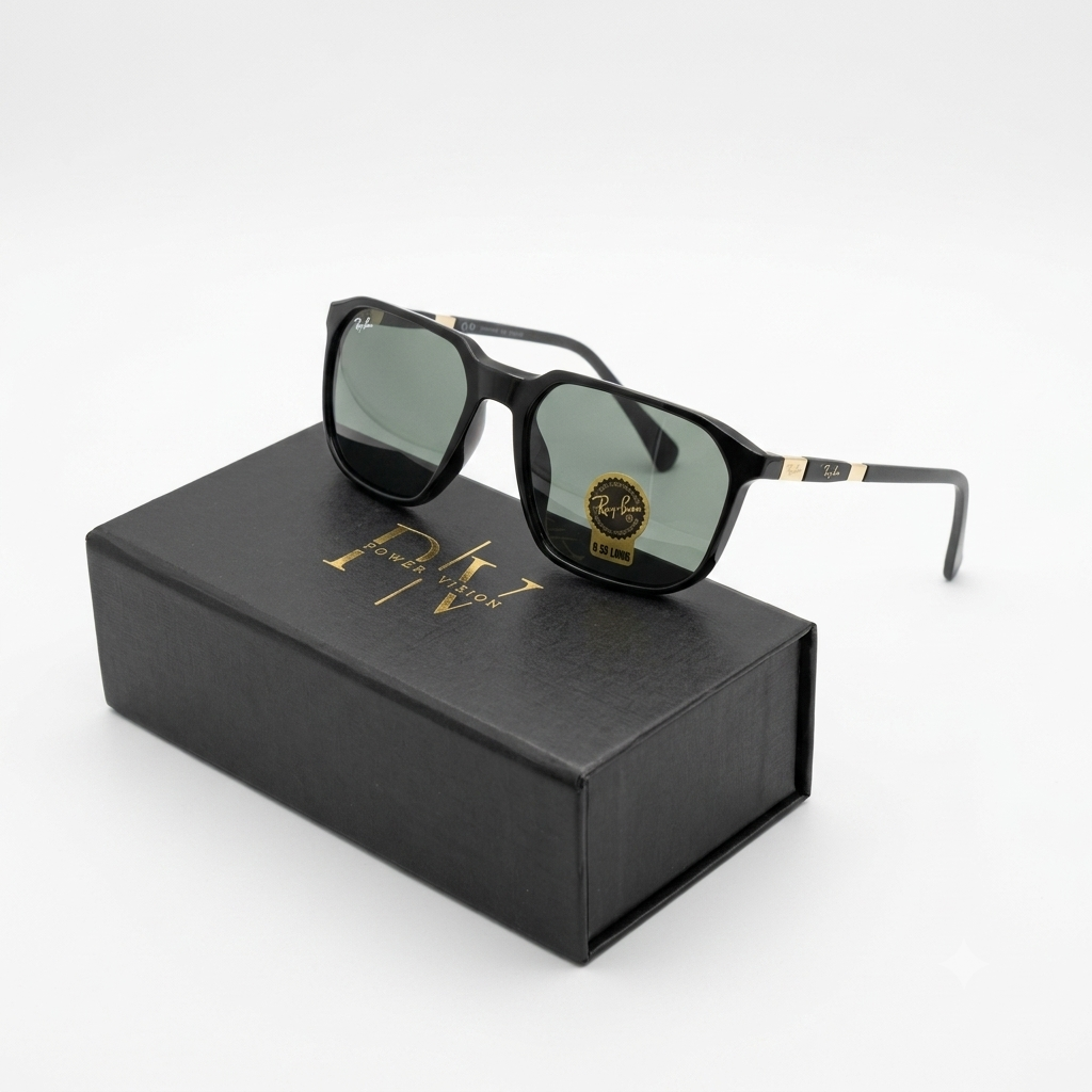 RB 91132 - SUNGLASS - CUT SQUARE - DIAMOND HARD - BLACK - FLEXIBLE FIBRE SIDES